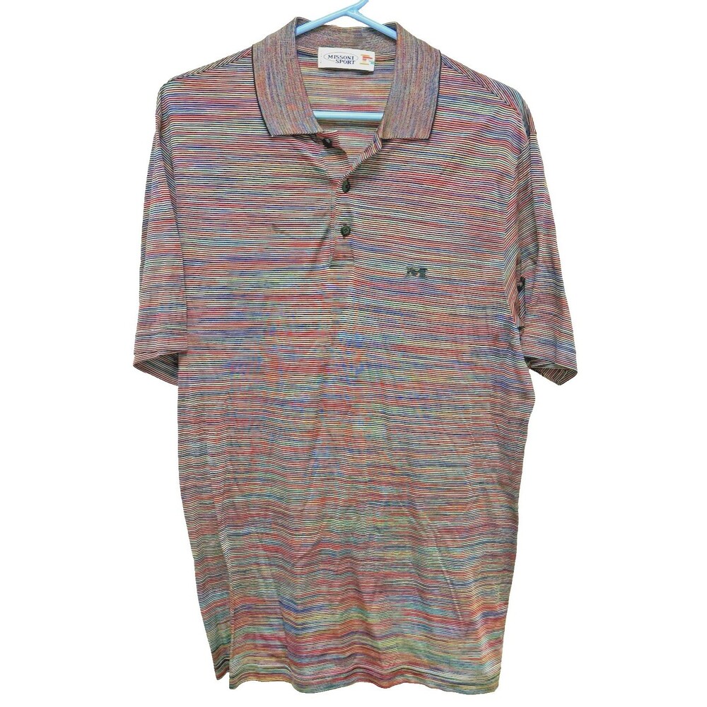 Vintage Missoni Sport Luxury Polo Shirt Classic Pattern Italy 90s Designer SZ L